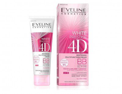 1534C86A-5A21-43CB-9C78-1CFB584D8671 BB بی بی کرم روشن کننده 4D اولاین حجم 50 میلی لیتر Eveline White Prestige 4D Whitening Multifunctional BB Cream 50ml - Image 1