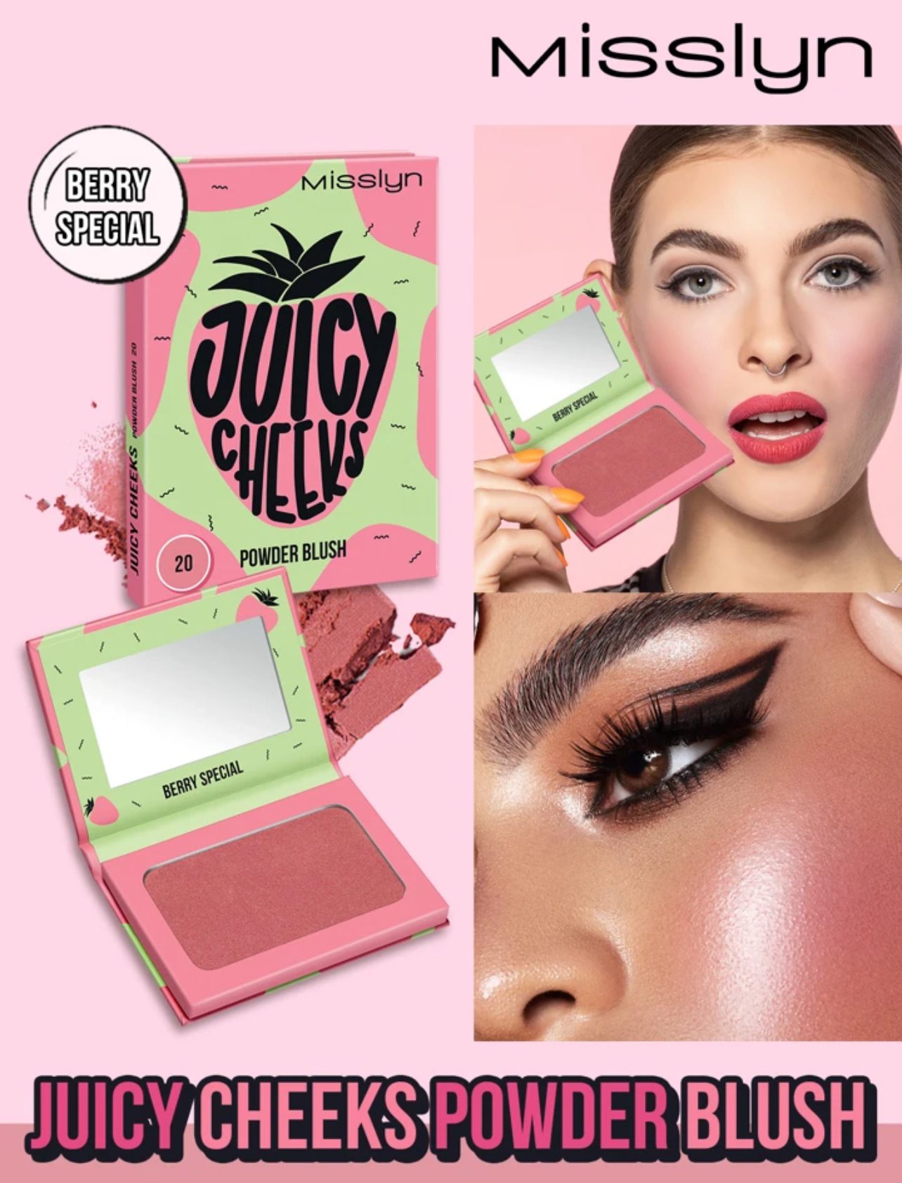 IMG_3693 رژگونه پودری میسلین Misslyn Juicy Cheeks Powder Blush - Image 1